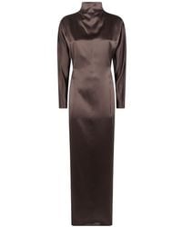 Max Mara - Satin-Finish Long-Sleeve Maxi Dress - Lyst