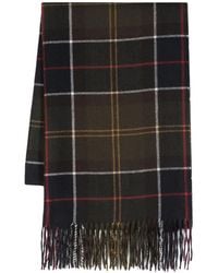 Barbour - Check-Pattern Fringed Scarf - Lyst