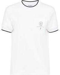 Brunello Cucinelli - Katoenen T-shirt Met Borduurwerk - Lyst