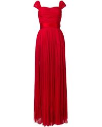 Dolce & Gabbana Short-sleeve flared maxi dress - Rosso
