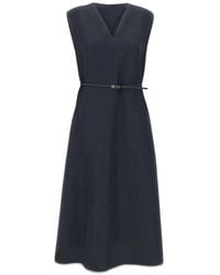 Fabiana Filippi - V-Neck Belt Midi Dress - Lyst