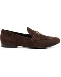Tory Burch - Logo-Plaque Suede Loafers - Lyst