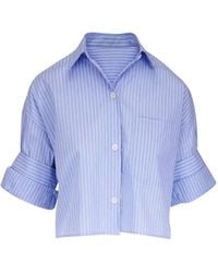 Twp - Vertical-Stripe Cropped Shirt - Lyst