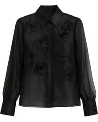 Max Mara - Floral-Applique Silk Organza Blouse - Lyst