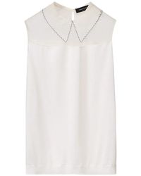 Fabiana Filippi - Lace-Collar Mesh-Yoke Blouse - Lyst