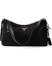 Prada - Grand Sac Porté Épaule À Bords En Cuir - Lyst