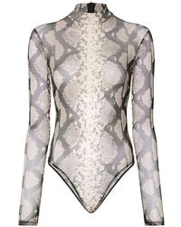 LAPOINTE - Snake-Print Mock-Neck Bodysuit - Lyst