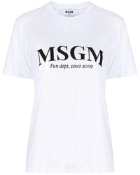MSGM - Embroidered-logo Cotton T-shirt - Lyst