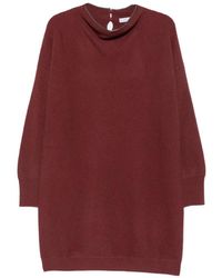 Brunello Cucinelli - Ribbed-Knit Keyhole-Detail Dress - Lyst