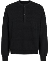 Emporio Armani - Cable-Knit Henley Sweater - Lyst