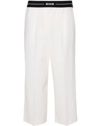 MSGM - Logo-waistband Cropped Trousers - Lyst