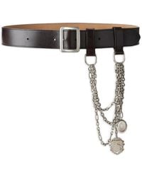 Ralph Lauren - Chain-Trim Washed-Leather Belt - Lyst