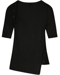 Courreges - Geripptes Oberteil Mit Knöpfen - Lyst