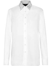 Philipp Plein - Crystal Embellished-Collar Cotton Shirt - Lyst