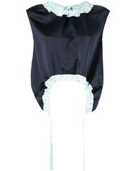 Cedric Charlier Ruched Cropped Blouse - Blue