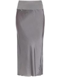 Rick Owens - Elasticated-Waistband Satin-Finish Midi Skirt - Lyst
