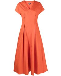 Aspesi - Short-sleeve Pleated Long Dress - Lyst