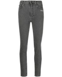 Off-White c/o Virgil Abloh - Slogan-Print Cropped Skinny Jeans - Lyst