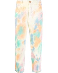 PT Torino - Abstract-print Pressed-crease Cropped Trousers - Lyst