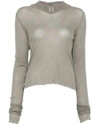 Rick Owens - Tower Cropped Hooded Rib Long Sleeve T-Shirt - Lyst