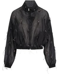 GIUSEPPE DI MORABITO - Feather-Embellished Bead-Detail Bomber Jacket - Lyst