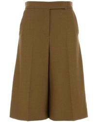 Max Mara - Slub Wool Canvas Bermuda Shorts - Lyst