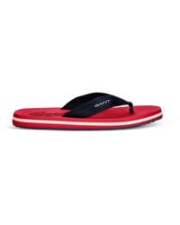 GANT - Logo-Print Striped Flip-Flops - Lyst