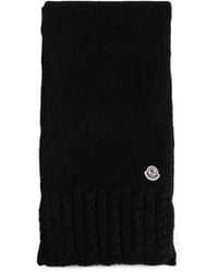 Moncler - Cable-Knit Logo-Patch Scarf - Lyst