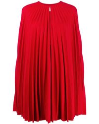 Valentino Pleated Light Drape Cape - Red