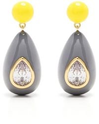 Eshvi - Crystal Enamel Drop Earrings - Lyst