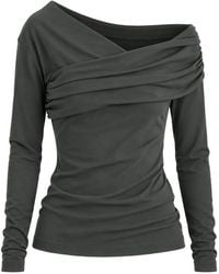 MEIMEIJ - Off-Shoulder Draped Long-Sleeved T-Shirt - Lyst