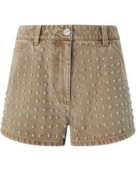 Pinko - Short En Jean Marron À Détails De Clous - Lyst