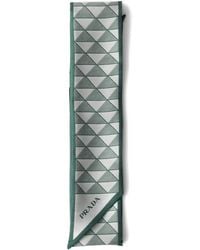 Prada - Symbole-Pattern Silk Scarf - Lyst