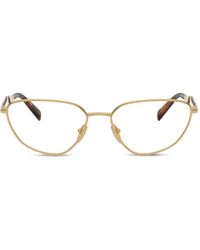 Prada - Geometrische Brille Mit Logo-Gravur - Lyst
