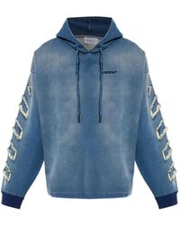 Off-White c/o Virgil Abloh - Diagonals Frayed Hoodie - Lyst