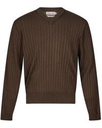 Another Aspect - Ribbed-Knit V-Neck Sweater - Lyst
