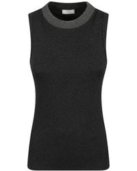 Peserico - Metallic-Trim Sleeveless Top - Lyst