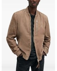 AllSaints - Zip-Pocket Suede Bomber Jacket - Lyst