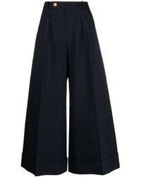 Gucci - Horsebit-print Wide-leg Cropped Trousers - Lyst