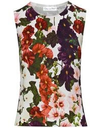 Oscar de la Renta - Hollyhocks Floral-Print Tank Top - Lyst