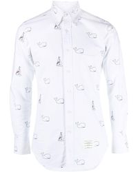 Thom Browne - Camisa con motivo de ballena bordado - Lyst