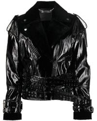Philipp Plein - シアリングカラー エナメルレザージャケット - Lyst