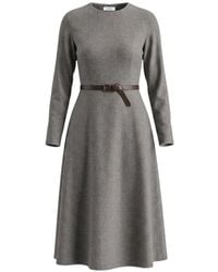 Gran Sasso - Robe Mi-Longue Ceinturée À Manches Longues - Lyst