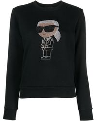 Karl Lagerfeld - Ikonik Sweatshirt mit Strassverzierung - Lyst