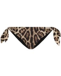 Dolce & Gabbana - Leopard Print Bikini With Side Tie Fastening - Lyst