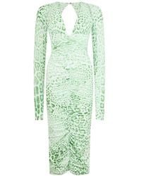 Roberto Cavalli - Jaguar-Print Ruched Midi Dress - Lyst