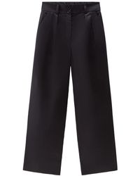 Woolrich - Wide-leg Cotton Trousers - Lyst