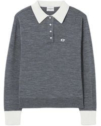 Claudie Pierlot - Embroidered-Logo Long-Sleeve Polo Top - Lyst