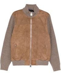 Les Hommes - Contrast-Sleeve Leather Jacket - Lyst