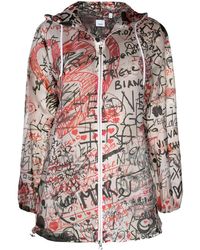 Burberry Graffiti-print Hooded Coat - White